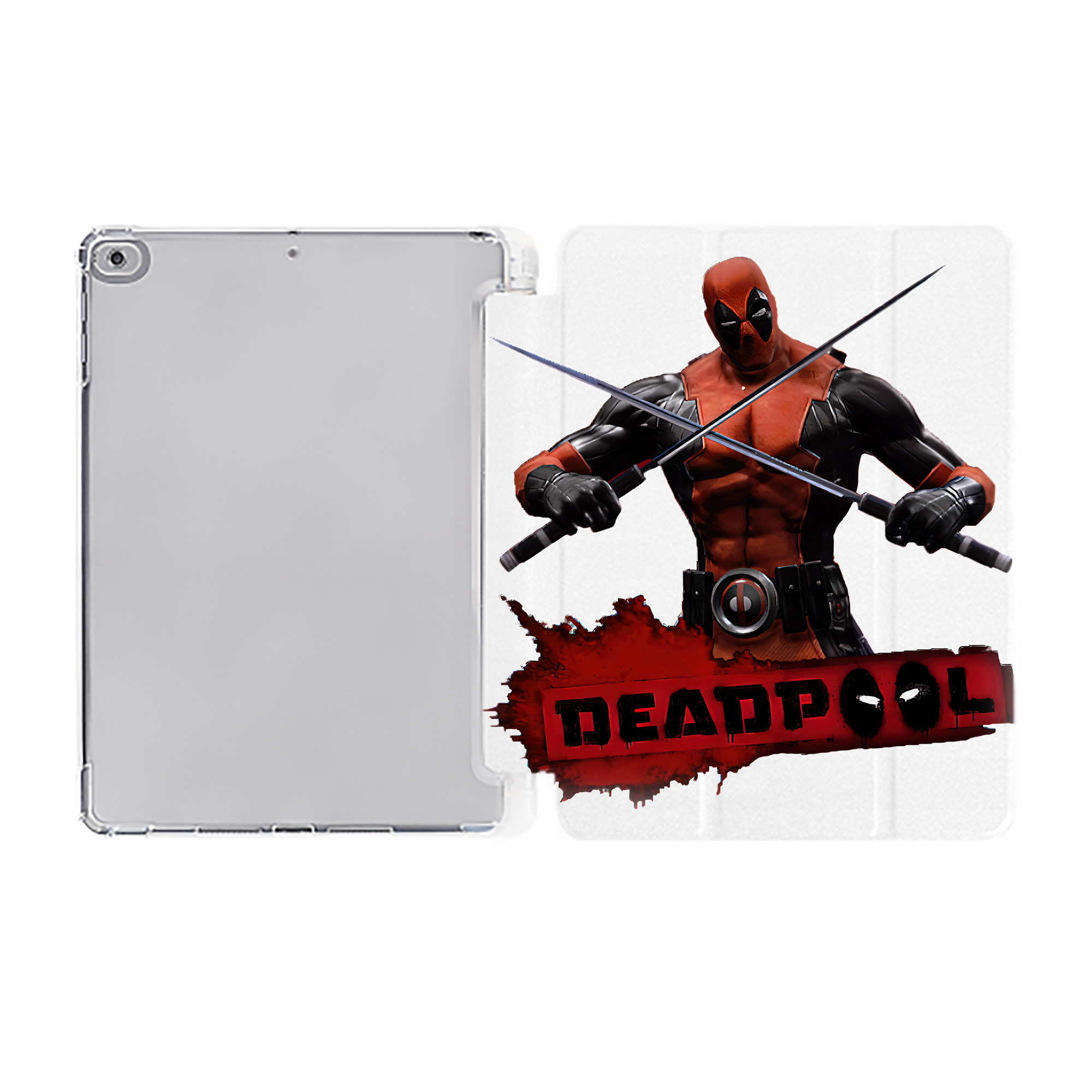 （画像用） Deadpool デッドプール IPad ケース ペン収納付き 三つ折りスタンド PUレザー×シリコン 対応機種9.5/10.5/10.9インチ